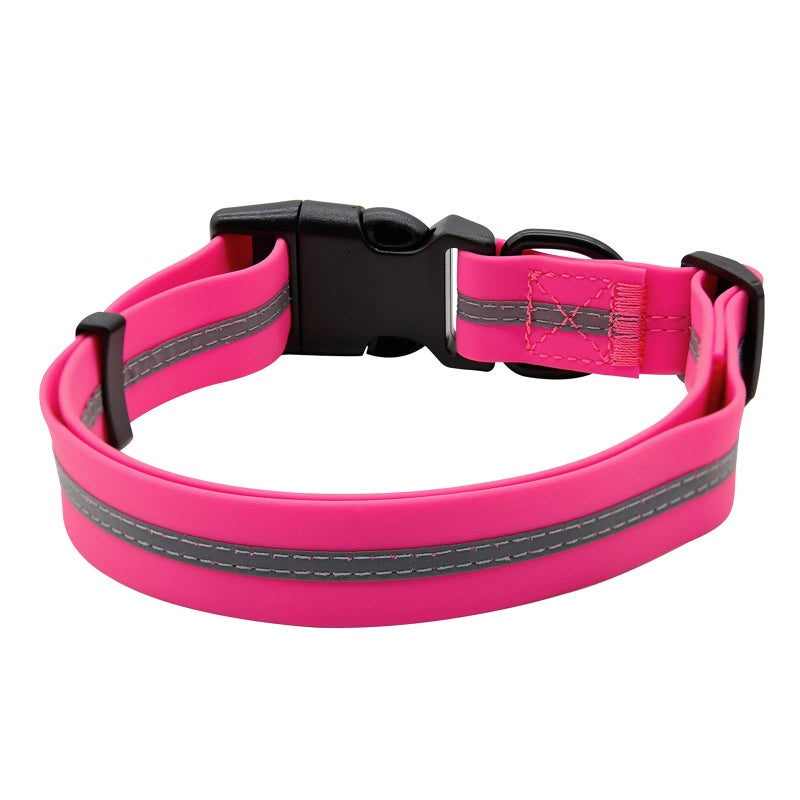 NIMBLE Dog Collar Waterproof Pet Collars Anti-Odor Durable Adjustable Polyester Soft with Reflective Cloth Stripe Basic Dog Collars S/M/L Sizes (Large (15.35â€-24.8â€inches), Pink) - Image 2